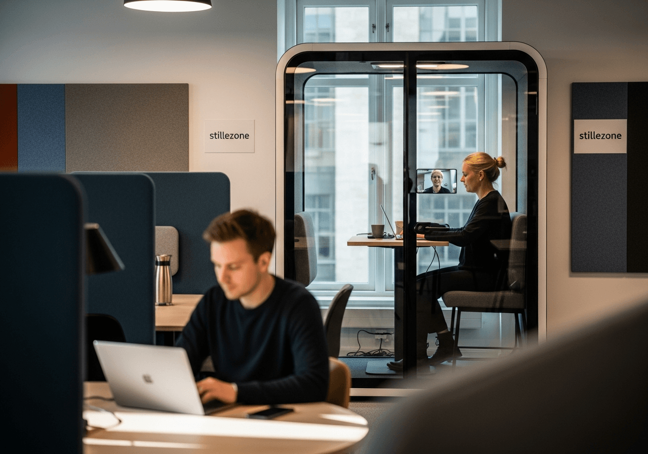 Hvor er der mest arbejdsro i kontorfællesskab i København? Nordesk-data på telefonbokse, stillzoner og små møderum