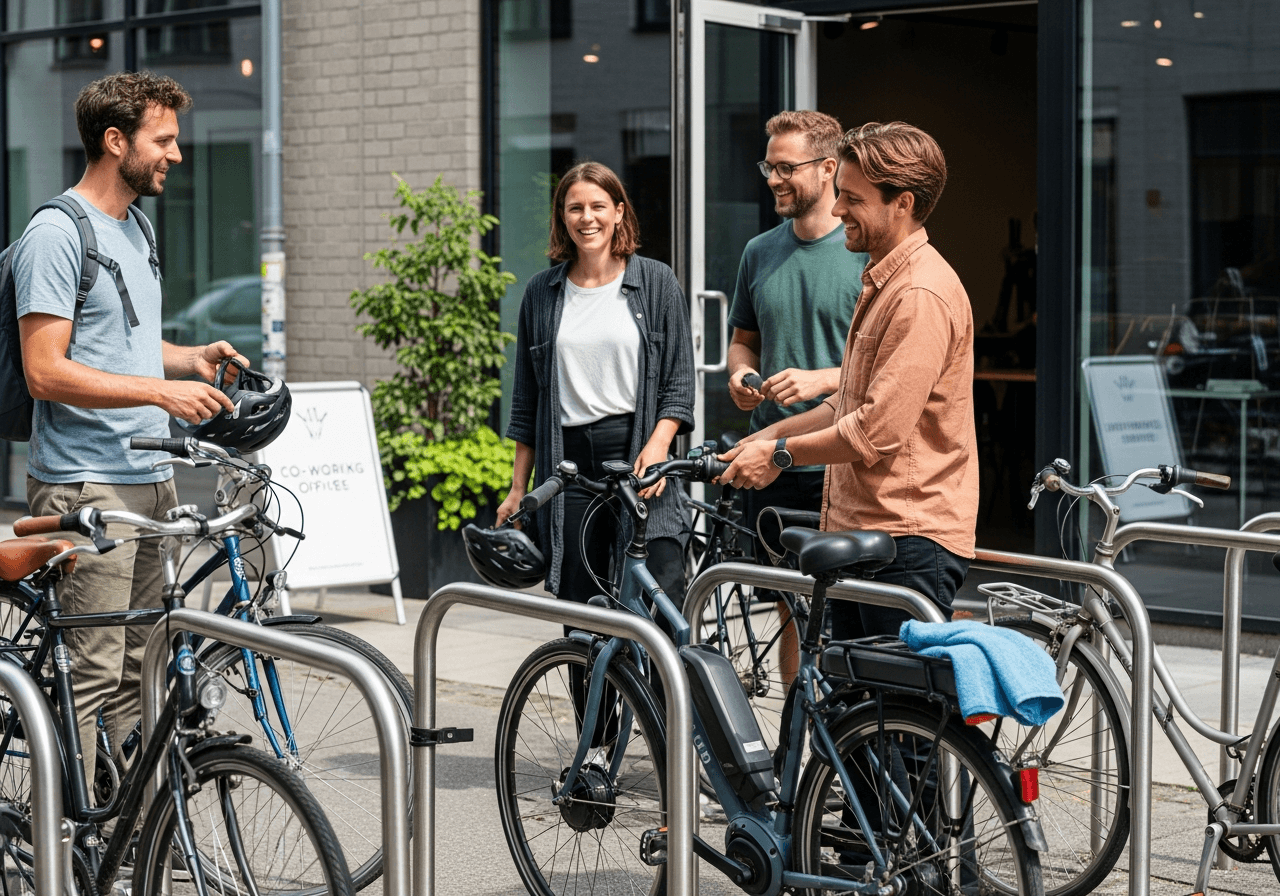 Kontorplads med god cykelhverdag i København: de bedste bydele og kontorfællesskaber (cykelparkering, bad og elcykler)